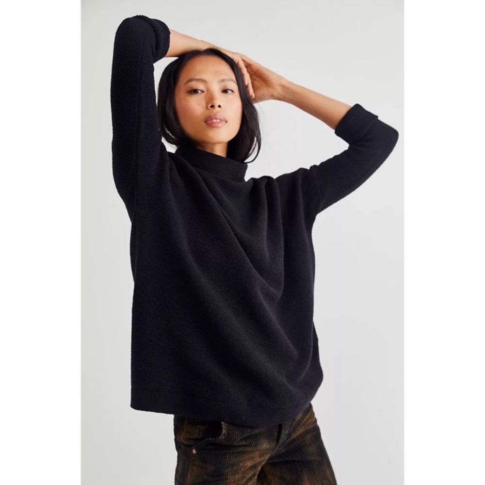 Free People Black Ottoman Slouchy Tunic Sweater